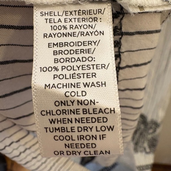 LOFT White Striped Paisley Embroidered Sleeveless Tie Back Dress Medium - Picture 8 of 9